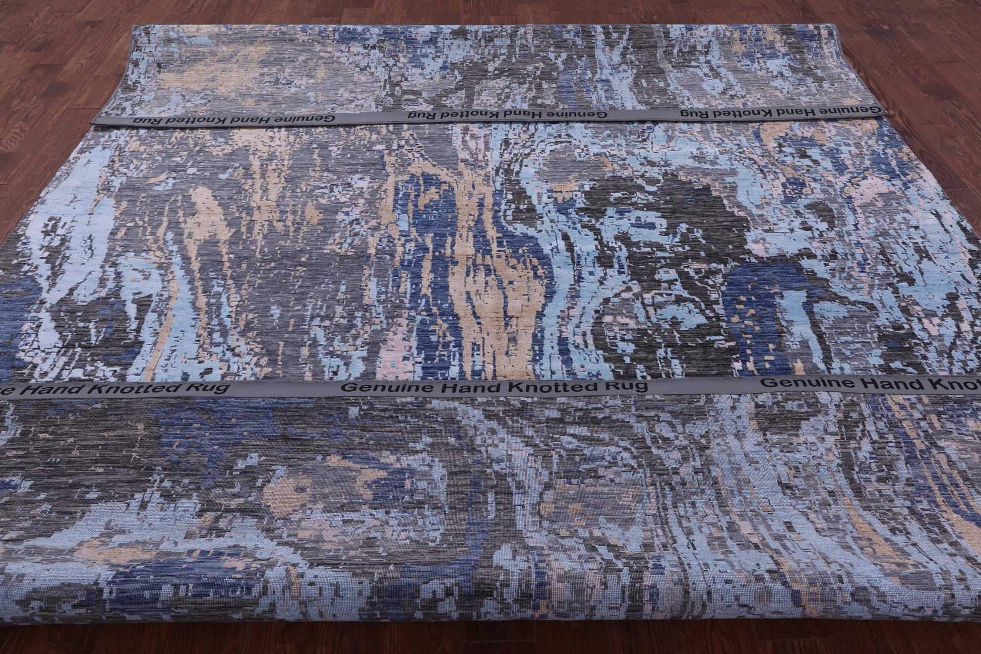 Contemporary Hand Knotted Wool & Silk Rug - 8' 11" X 12' 1" - Golden Nile