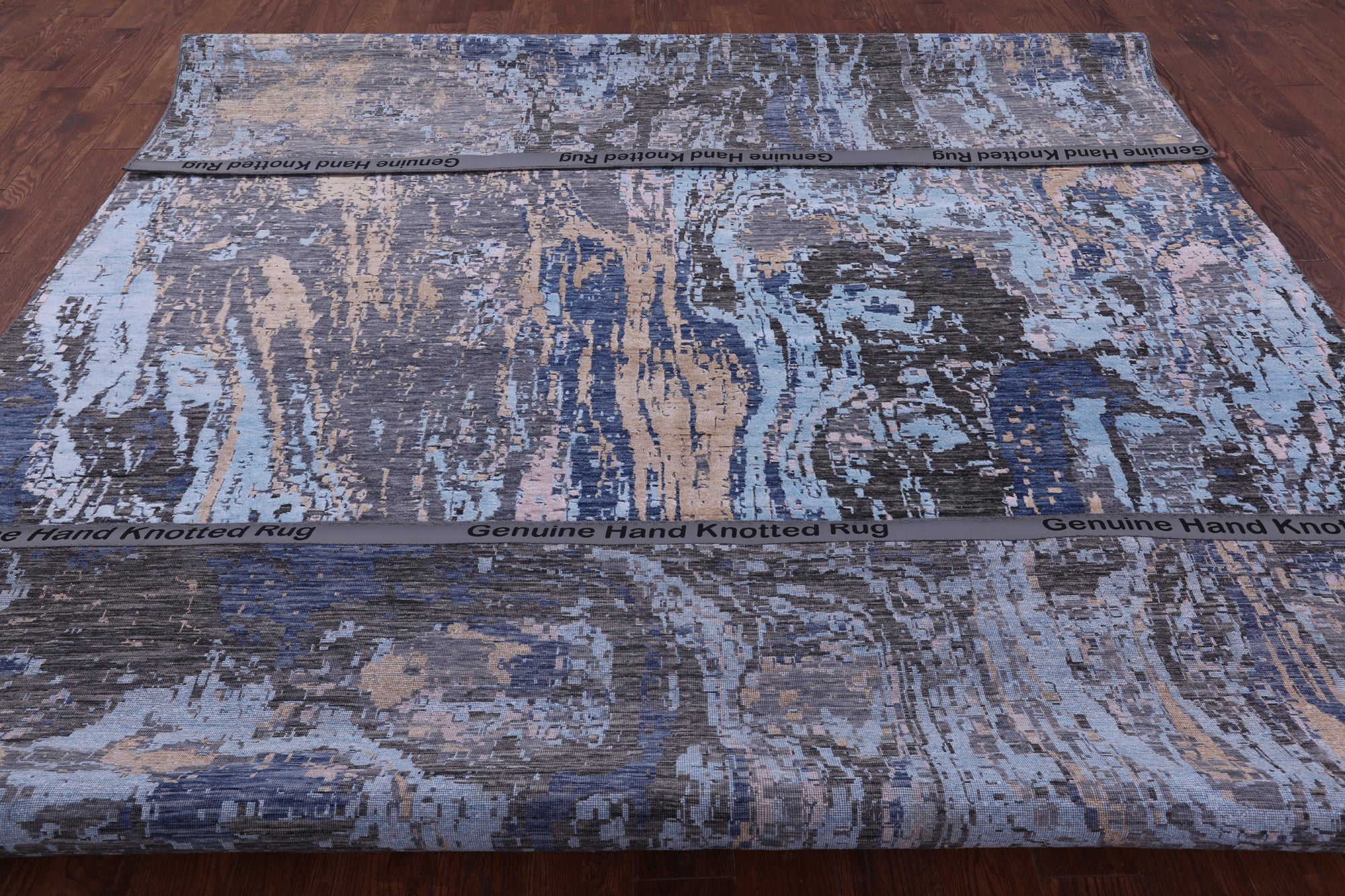 Contemporary Hand Knotted Wool & Silk Rug - 8' 11" X 12' 1" - Golden Nile