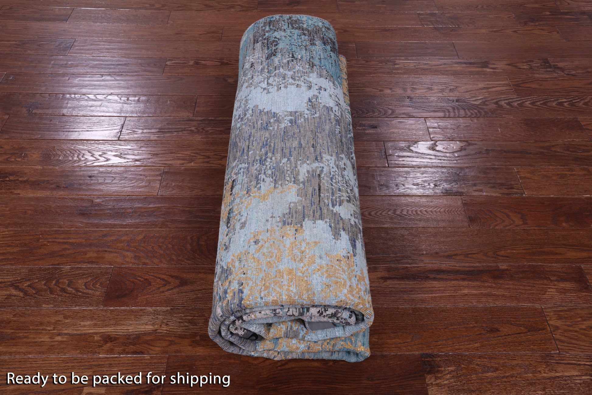 Abstract Contemporary Hand Knotted Wool & Silk Rug - 7' 11" X 9' 10" - Golden Nile