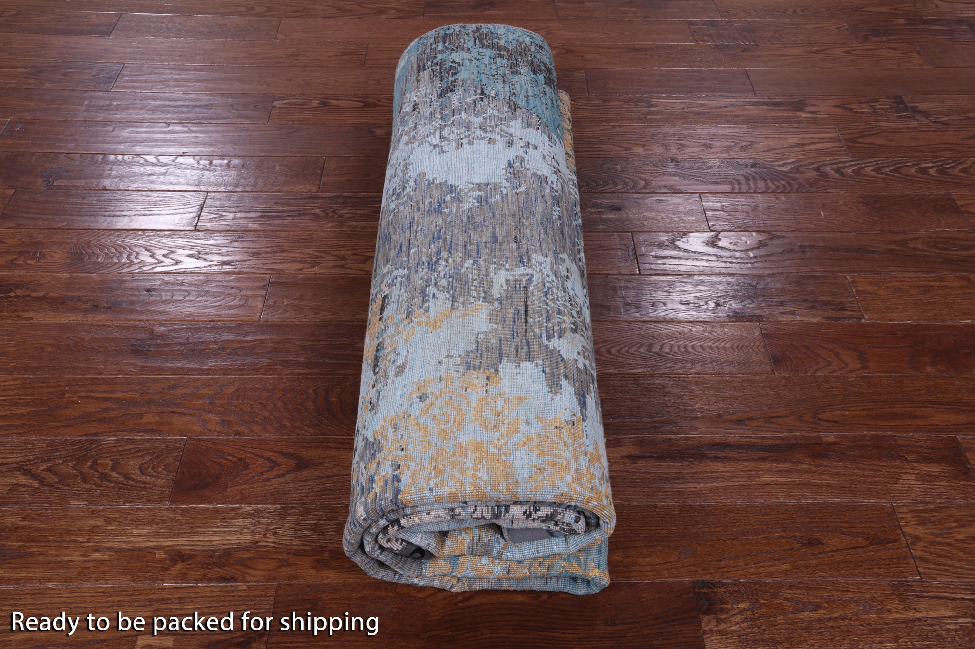 Abstract Contemporary Hand Knotted Wool & Silk Rug - 7' 11" X 9' 10" - Golden Nile