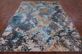 Abstract Contemporary Hand Knotted Wool & Silk Rug - 7' 11" X 9' 10" - Golden Nile