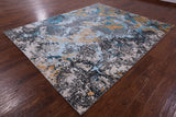 Abstract Contemporary Hand Knotted Wool & Silk Rug - 7' 11" X 9' 10" - Golden Nile