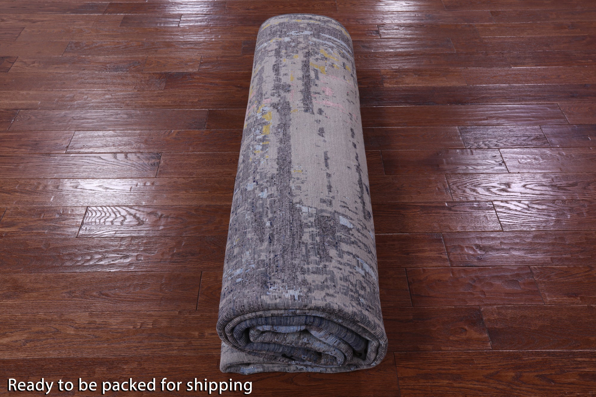 Abstract Modern Hand Knotted Wool & Silk Rug - 9' 0" X 12' 1" - Golden Nile