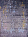 Abstract Modern Hand Knotted Wool & Silk Rug - 9' 0" X 12' 1" - Golden Nile