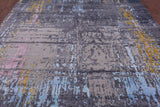 Abstract Modern Hand Knotted Wool & Silk Rug - 9' 0" X 12' 1" - Golden Nile