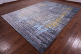 Abstract Modern Hand Knotted Wool & Silk Rug - 9' 0" X 12' 1" - Golden Nile