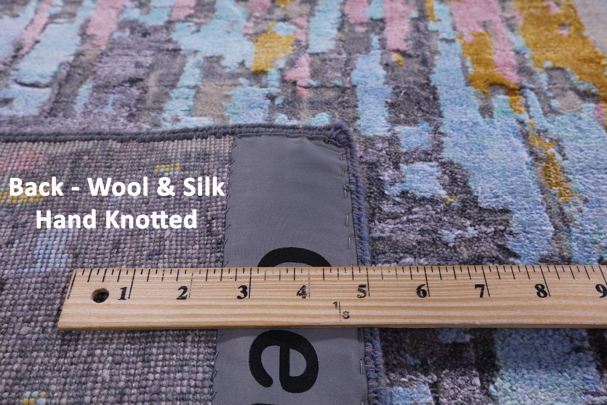 Abstract Modern Hand Knotted Wool & Silk Rug - 9' 0" X 12' 1" - Golden Nile