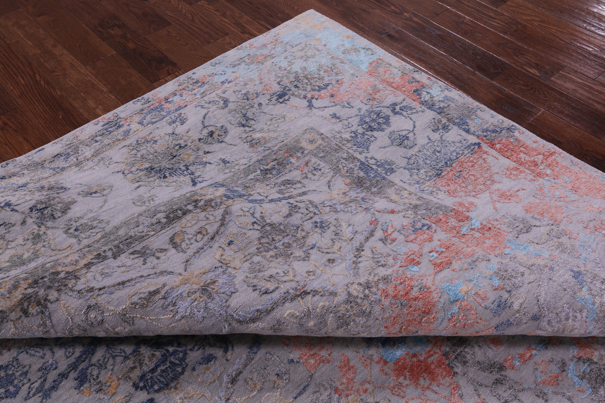 Contemporary Hand Knotted Wool & Silk Rug - 9' 0" X 11' 11" - Golden Nile
