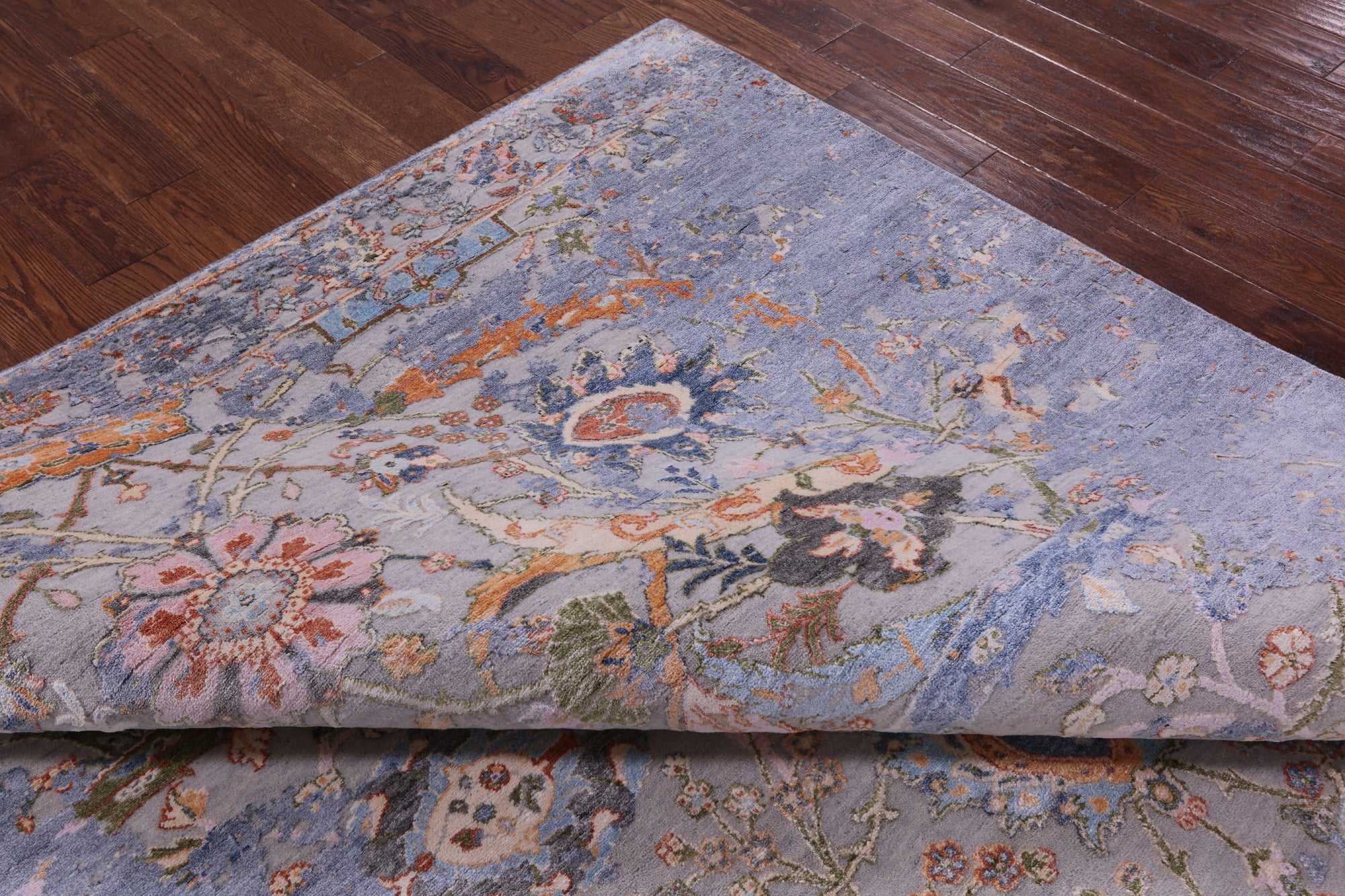 Persian Sickle Leaf Hand Knotted Wool & Silk Rug - 7' 11" X 10' 2" - Golden Nile