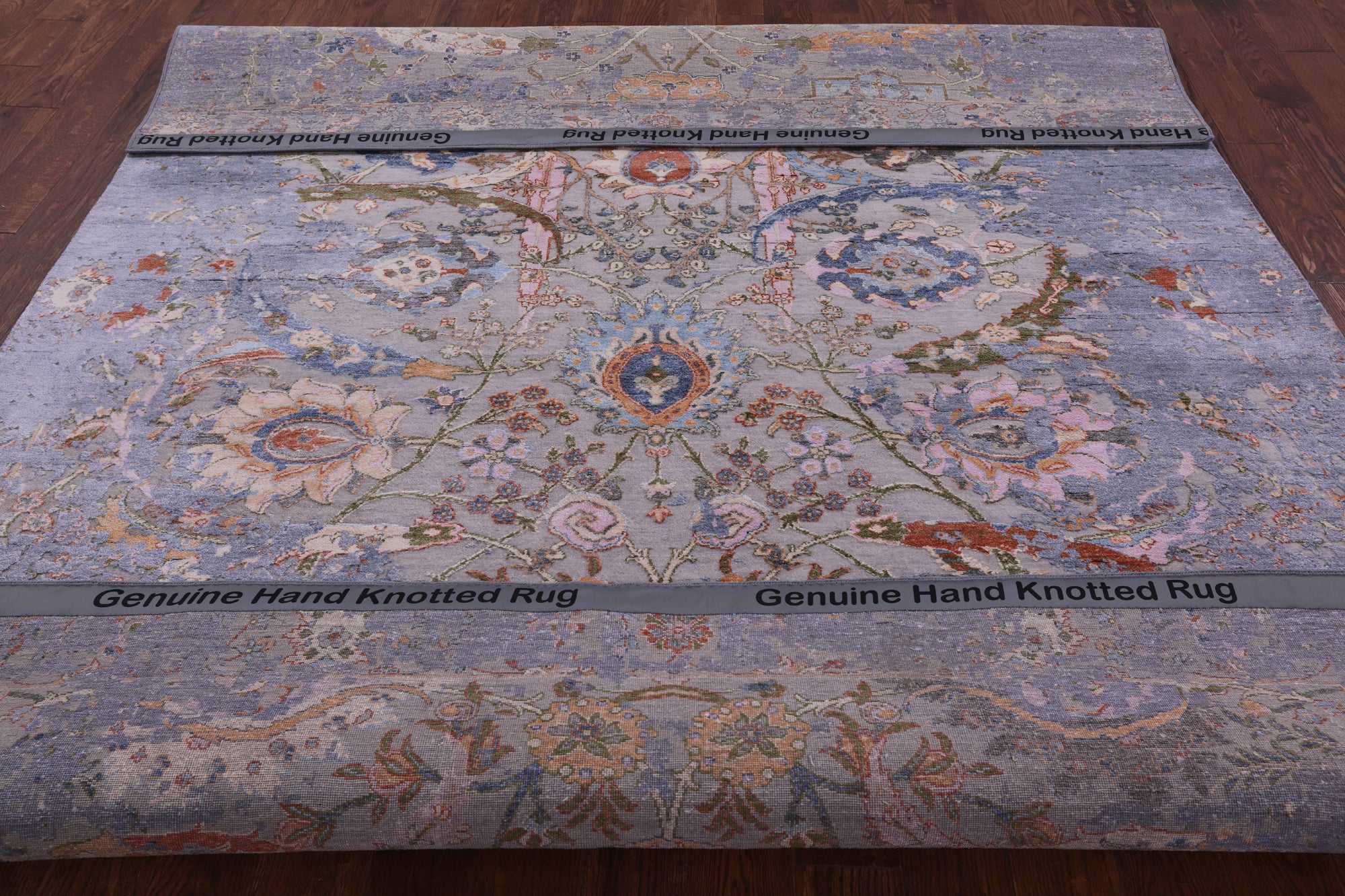 Persian Sickle Leaf Hand Knotted Wool & Silk Rug - 7' 11" X 10' 2" - Golden Nile
