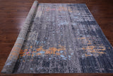 Abstract Modern Hand Knotted Wool & Silk Rug - 9' 0" X 11' 11" - Golden Nile