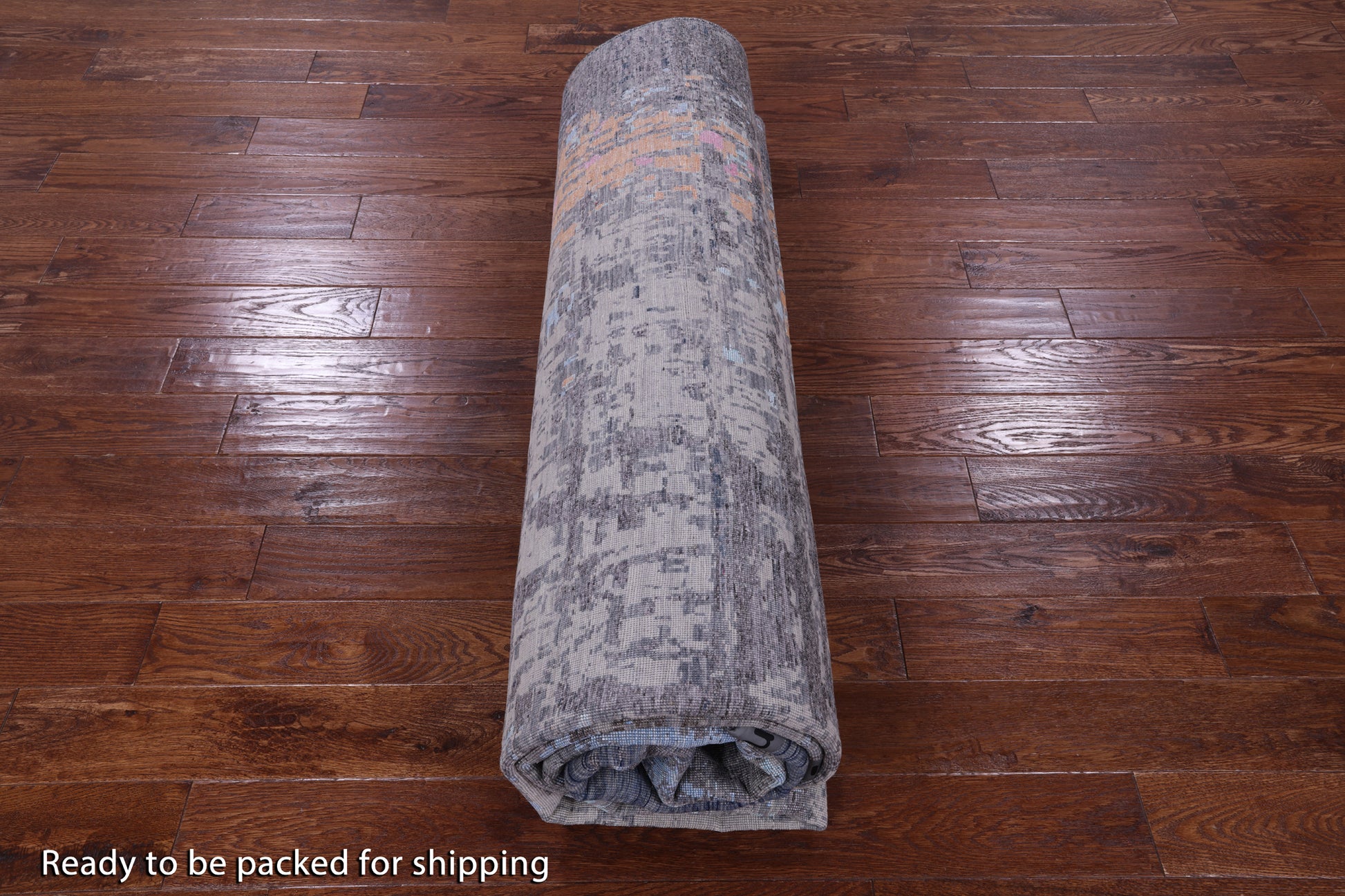 Abstract Modern Hand Knotted Wool & Silk Rug - 9' 0" X 11' 11" - Golden Nile