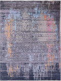 Abstract Modern Hand Knotted Wool & Silk Rug - 9' 0" X 11' 11" - Golden Nile