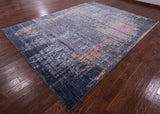 Abstract Modern Hand Knotted Wool & Silk Rug - 9' 0" X 11' 11" - Golden Nile