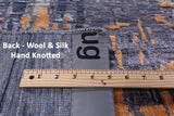 Abstract Modern Hand Knotted Wool & Silk Rug - 9' 0" X 11' 11" - Golden Nile
