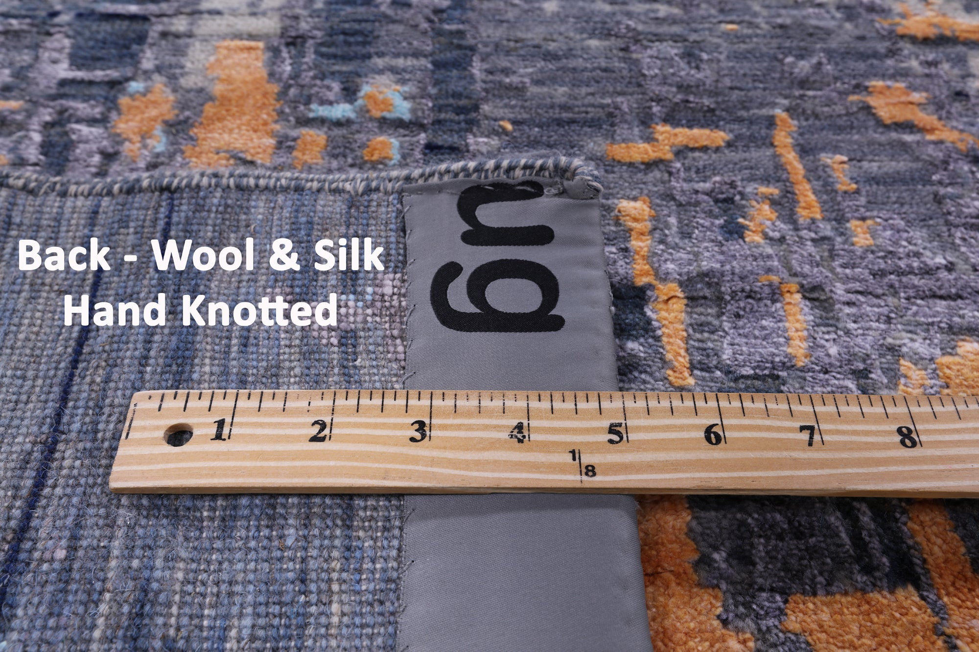 Abstract Modern Hand Knotted Wool & Silk Rug - 9' 0" X 11' 11" - Golden Nile