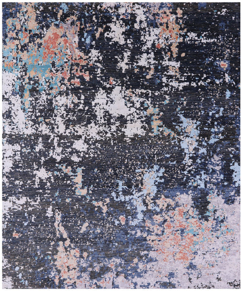 Modern Hand Knotted Wool & Silk Rug - 8' 1" X 9' 8" - Golden Nile