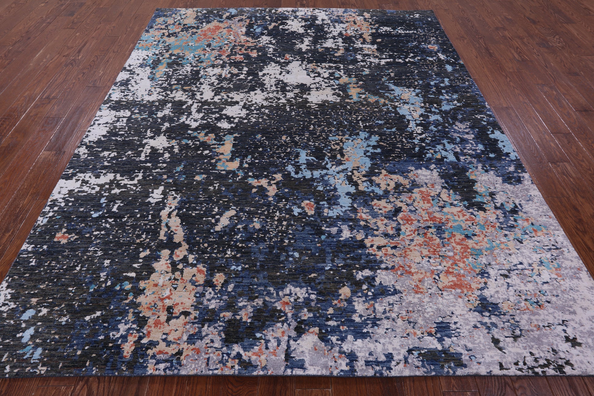 Modern Hand Knotted Wool & Silk Rug - 8' 1" X 9' 8" - Golden Nile