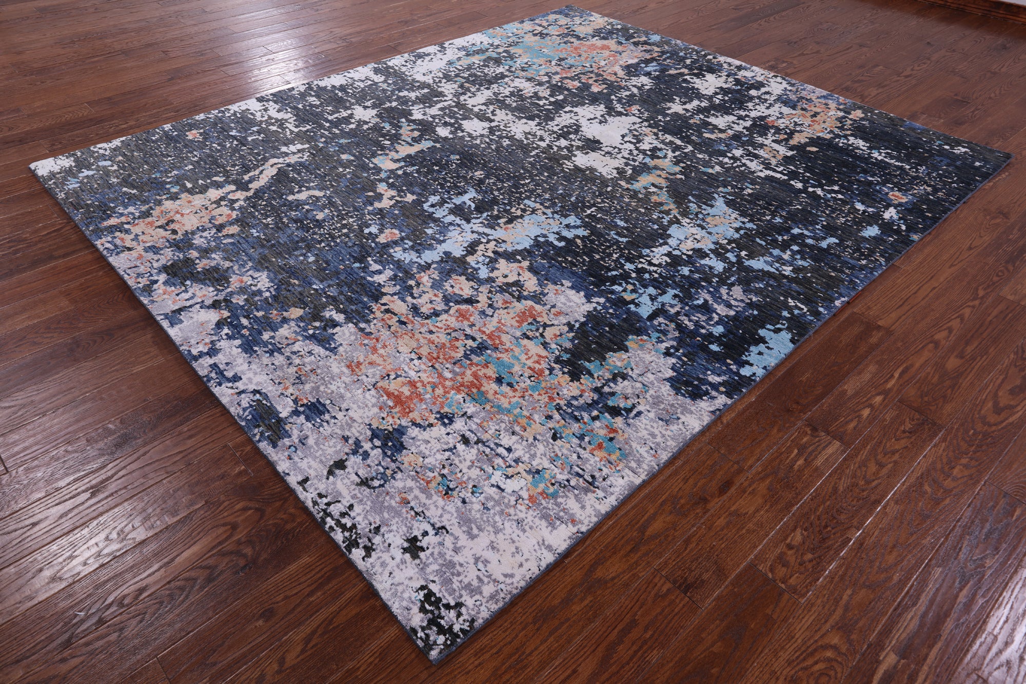 Modern Hand Knotted Wool & Silk Rug - 8' 1" X 9' 8" - Golden Nile