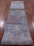 Modern Hand Knotted Wool & Silk Runner Rug - 2' 7" X 14' 0" - Golden Nile