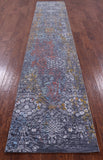Modern Hand Knotted Wool & Silk Runner Rug - 2' 7" X 14' 0" - Golden Nile