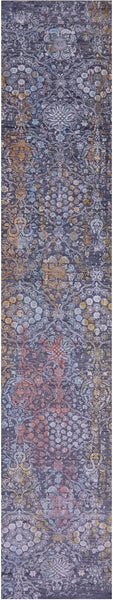 Modern Hand Knotted Wool & Silk Runner Rug - 2' 7" X 14' 0" - Golden Nile