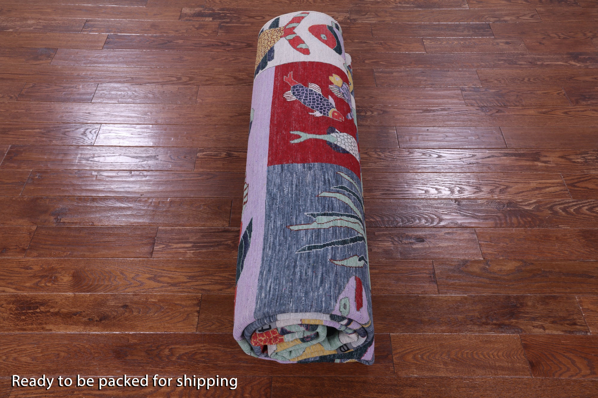 Fish Design Persian Gabbeh Hand Knotted Wool Rug - 8' 11" X 12' 3" - Golden Nile