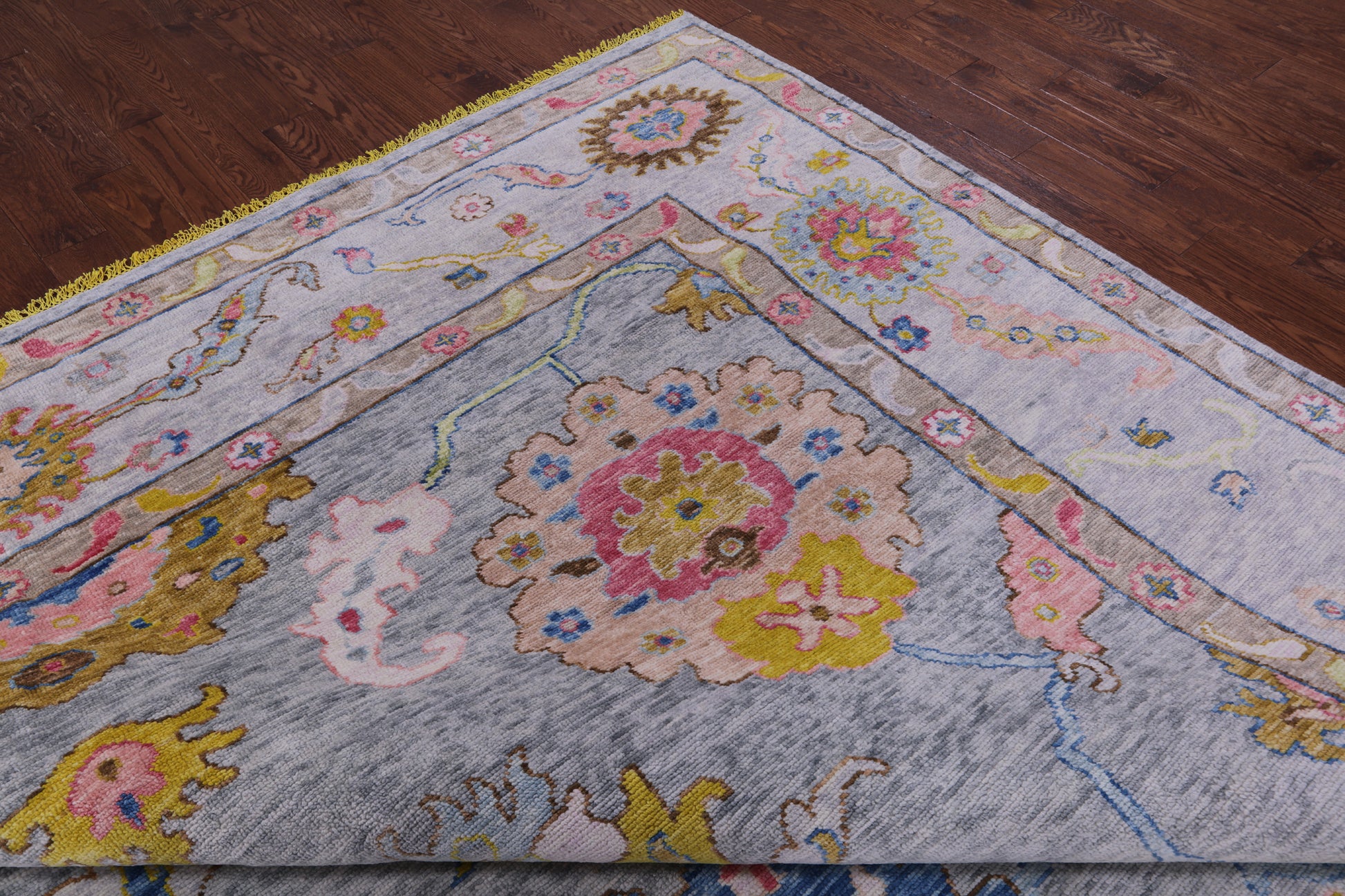 Grey Turkish Oushak Hand Knotted Wool Rug - 12' 3" X 14' 7" - Golden Nile