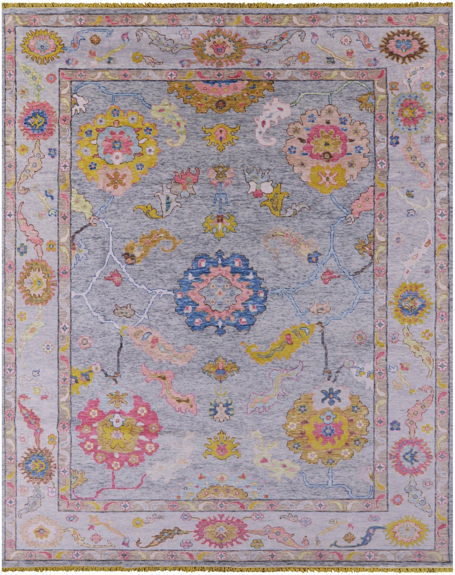 Grey Turkish Oushak Hand Knotted Wool Rug - 12' 3" X 14' 7" - Golden Nile