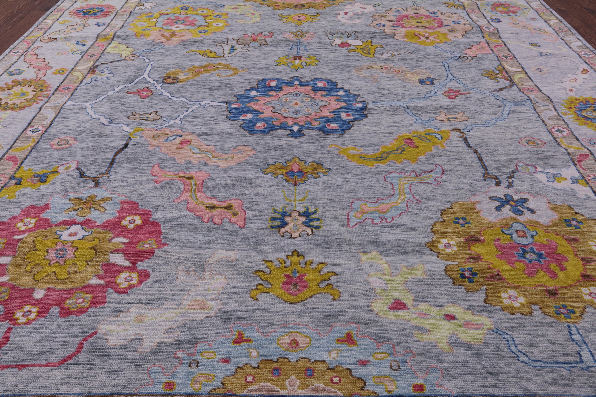 Grey Turkish Oushak Hand Knotted Wool Rug - 12' 3" X 14' 7" - Golden Nile