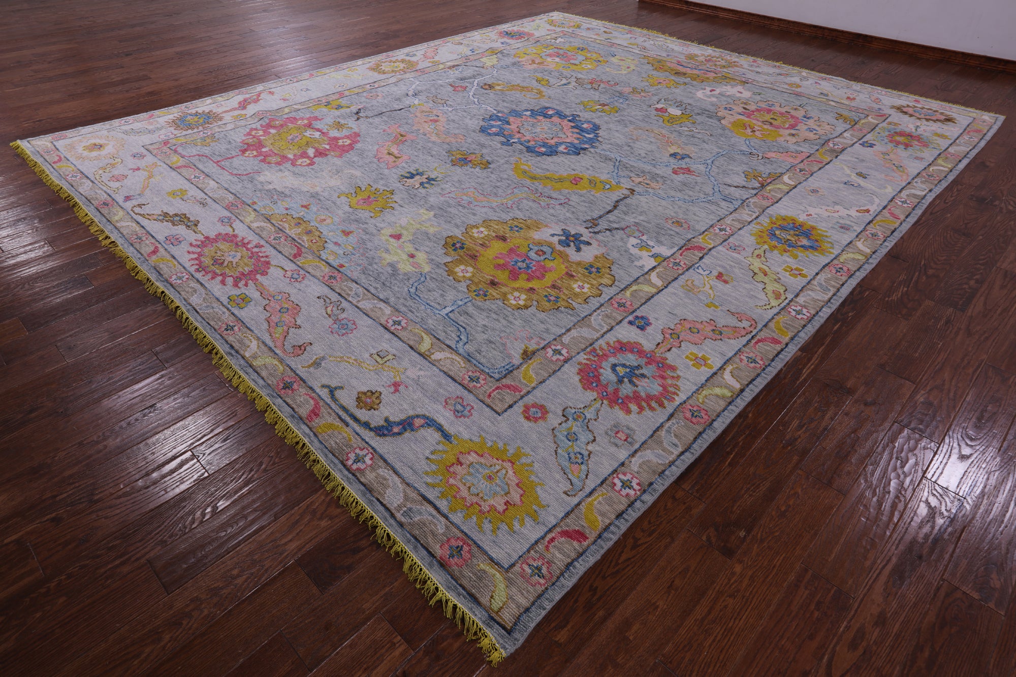 Grey Turkish Oushak Hand Knotted Wool Rug - 12' 3" X 14' 7" - Golden Nile