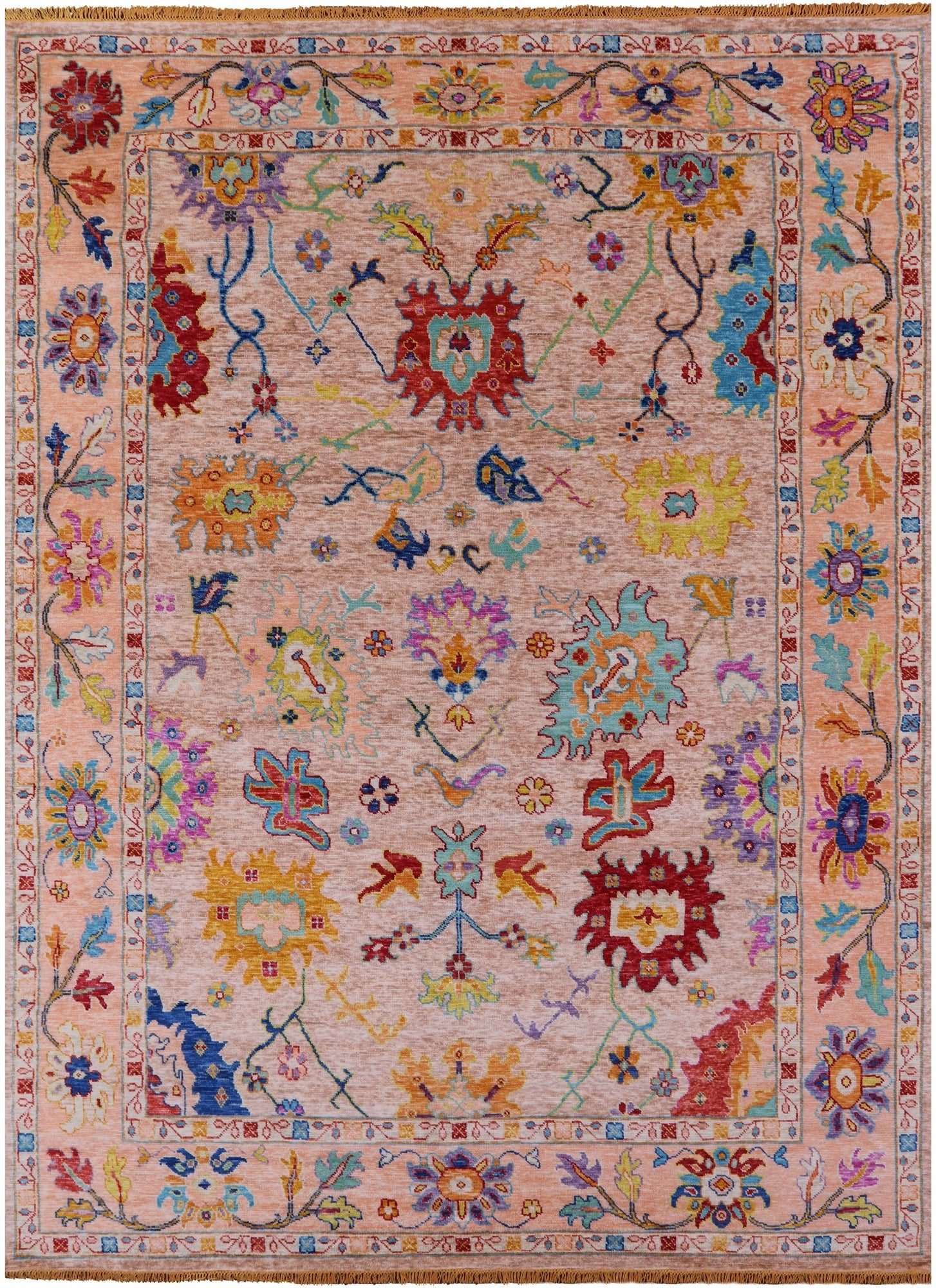Turkish Oushak Handmade Wool Rug - 10' 3" X 13' 8" - Golden Nile