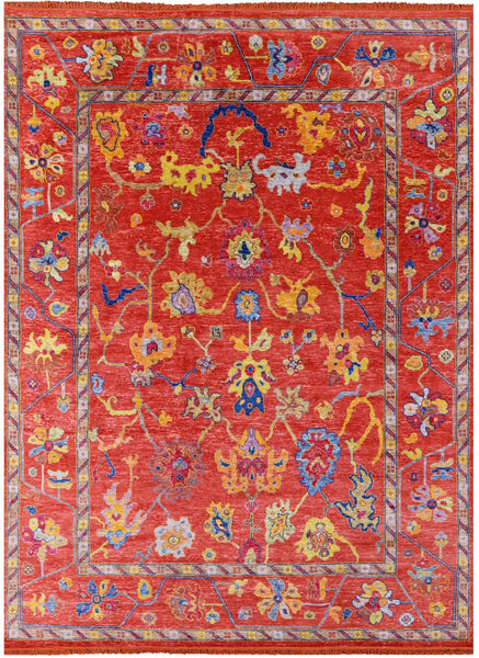 Orange Turkish Oushak Hand Knotted Wool Rug - 10' 3" X 13' 4" - Golden Nile