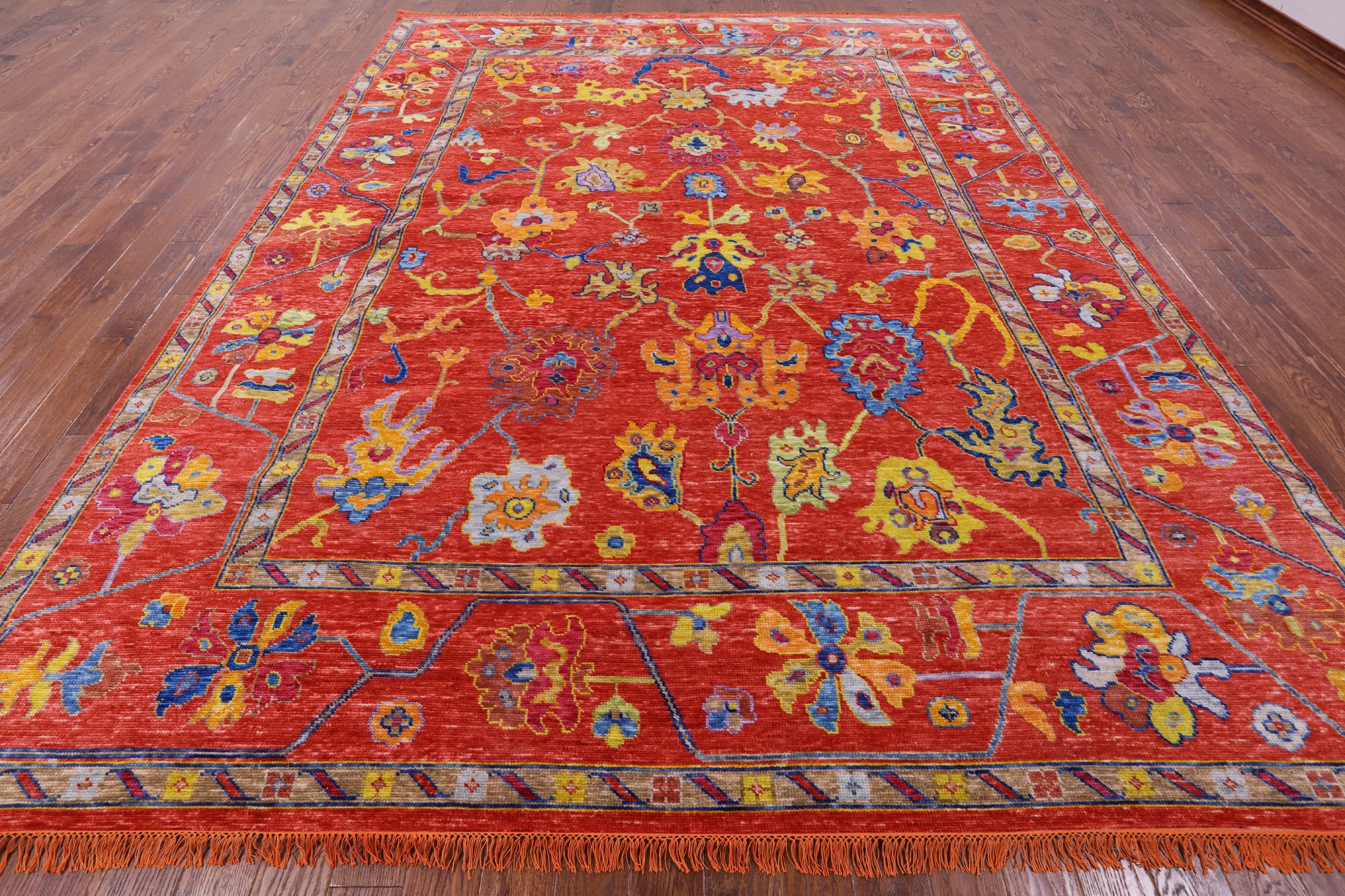 Orange Turkish Oushak Hand Knotted Wool Rug - 10' 3" X 13' 4" - Golden Nile