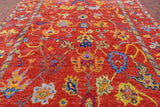 Orange Turkish Oushak Hand Knotted Wool Rug - 10' 3" X 13' 4" - Golden Nile