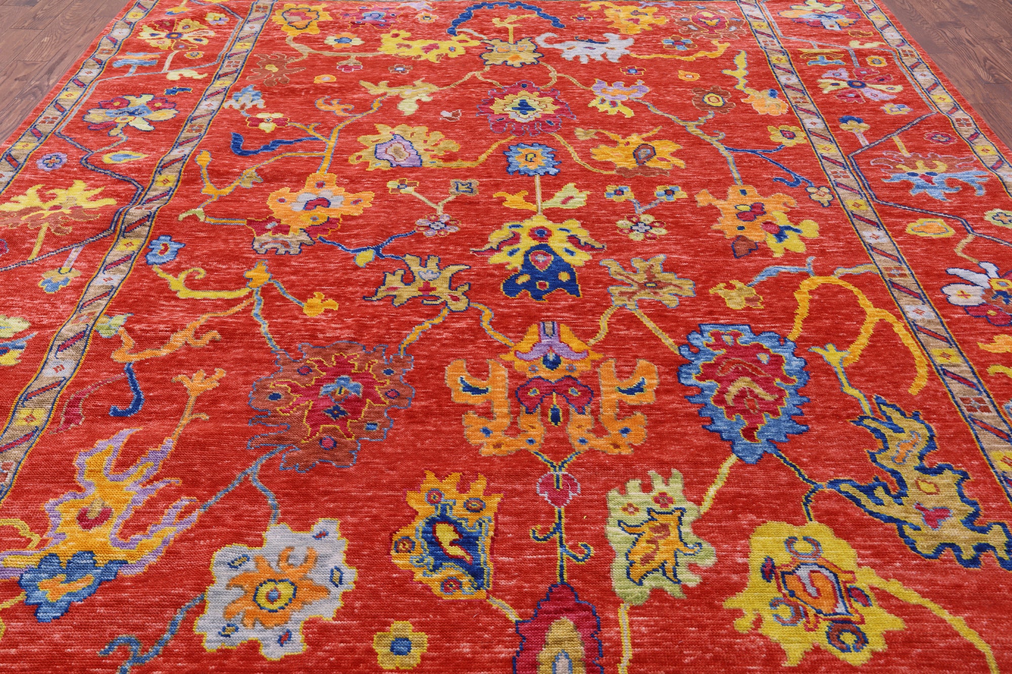 Orange Turkish Oushak Hand Knotted Wool Rug - 10' 3" X 13' 4" - Golden Nile