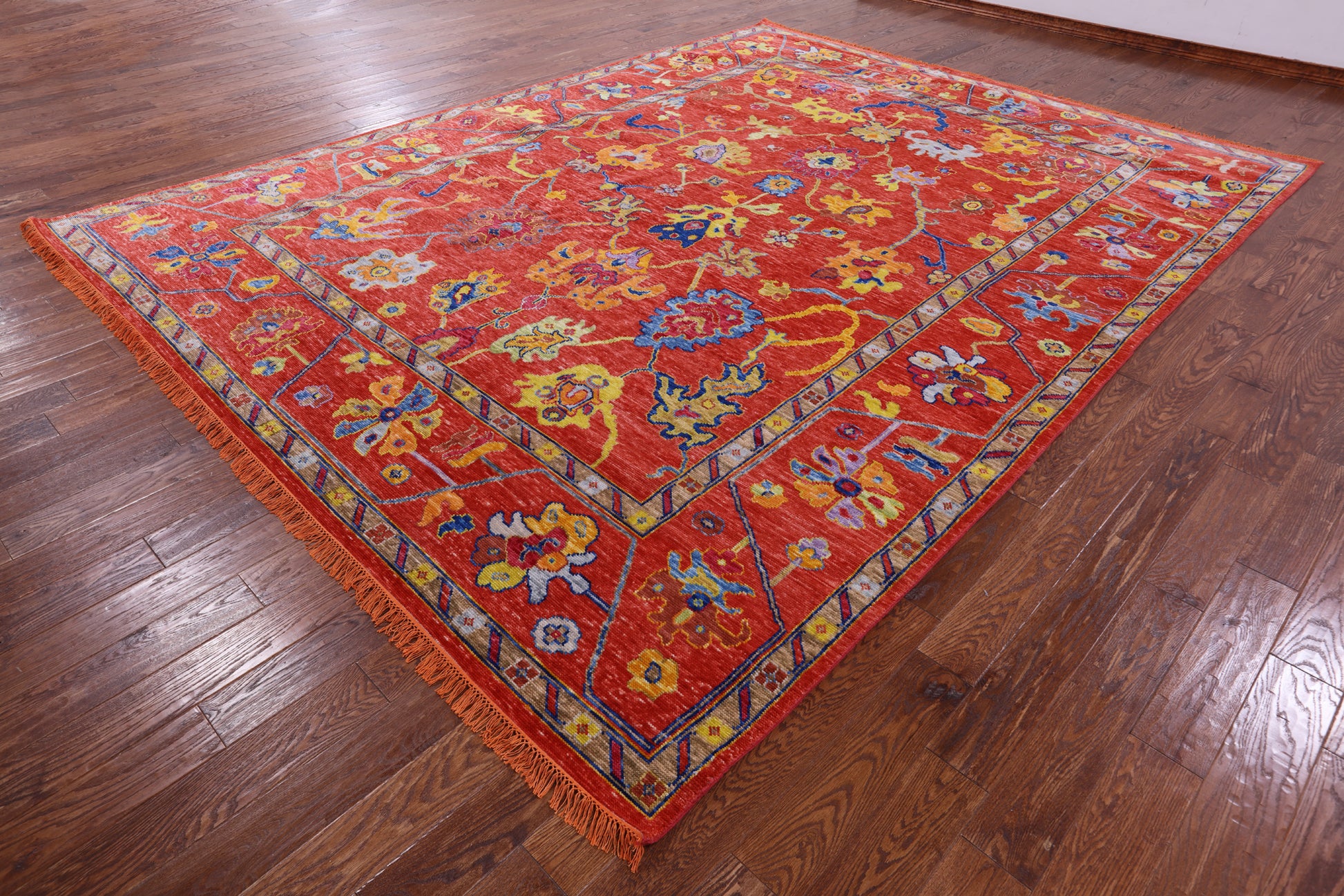 Orange Turkish Oushak Hand Knotted Wool Rug - 10' 3" X 13' 4" - Golden Nile