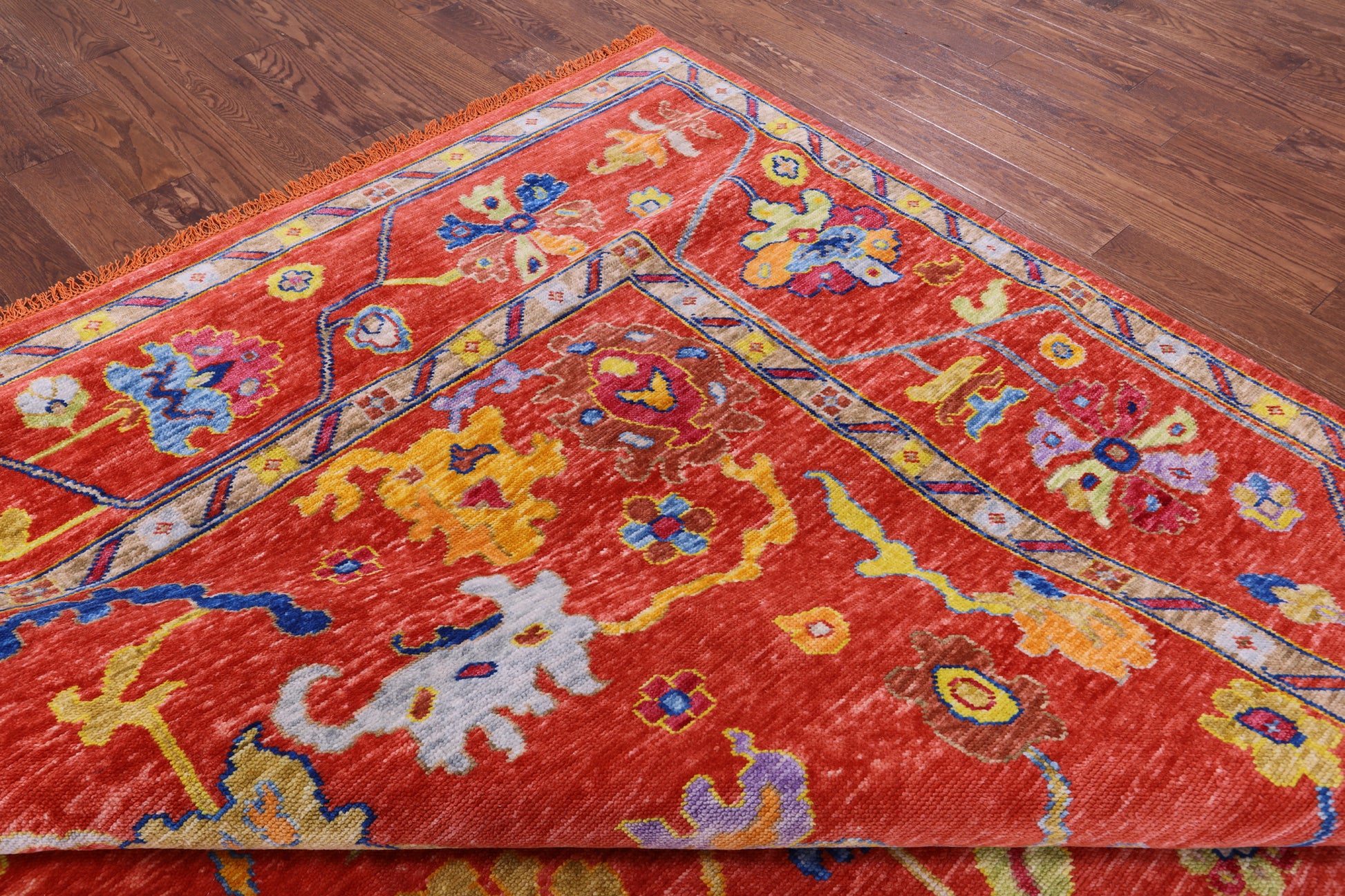 Orange Turkish Oushak Hand Knotted Wool Rug - 10' 3" X 13' 4" - Golden Nile