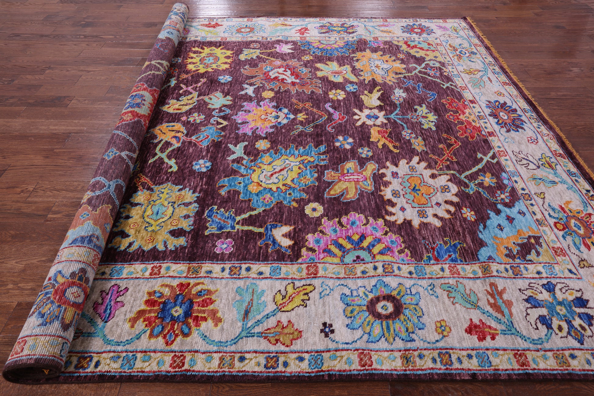 Turkish Oushak Hand Knotted Wool Rug - 9' 3" X 11' 10" - Golden Nile