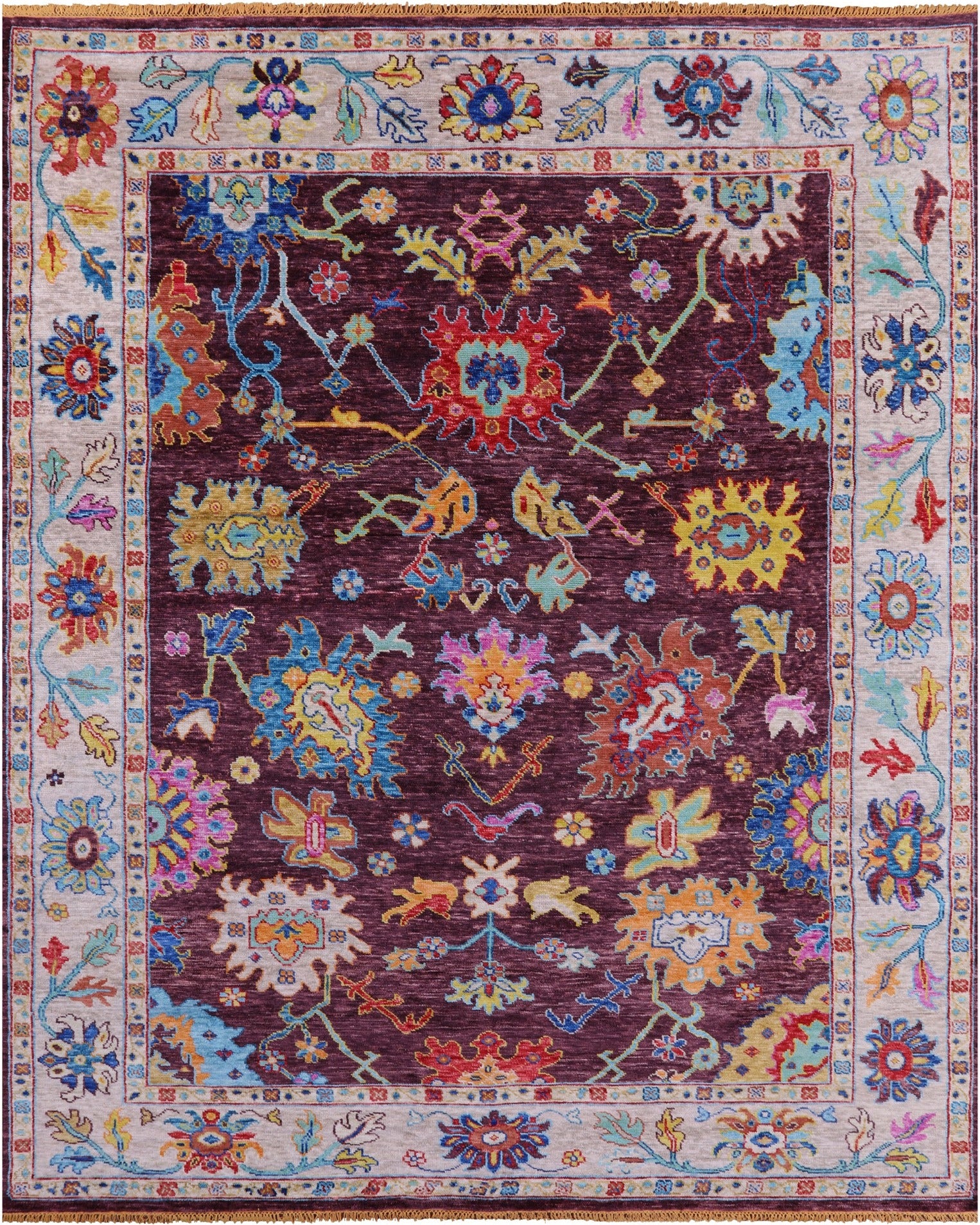 Turkish Oushak Hand Knotted Wool Rug - 9' 3" X 11' 10" - Golden Nile