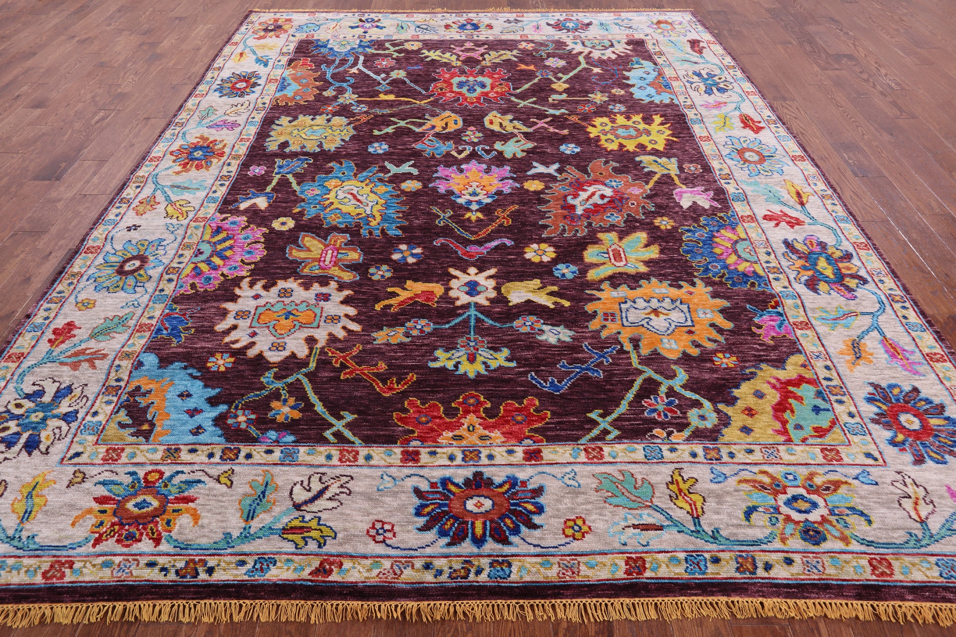 Turkish Oushak Hand Knotted Wool Rug - 9' 3" X 11' 10" - Golden Nile