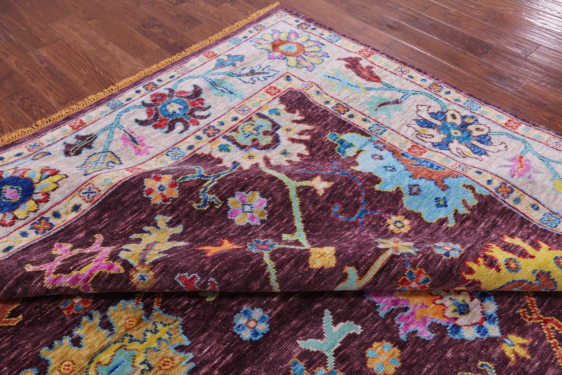 Turkish Oushak Hand Knotted Wool Rug - 9' 3" X 11' 10" - Golden Nile