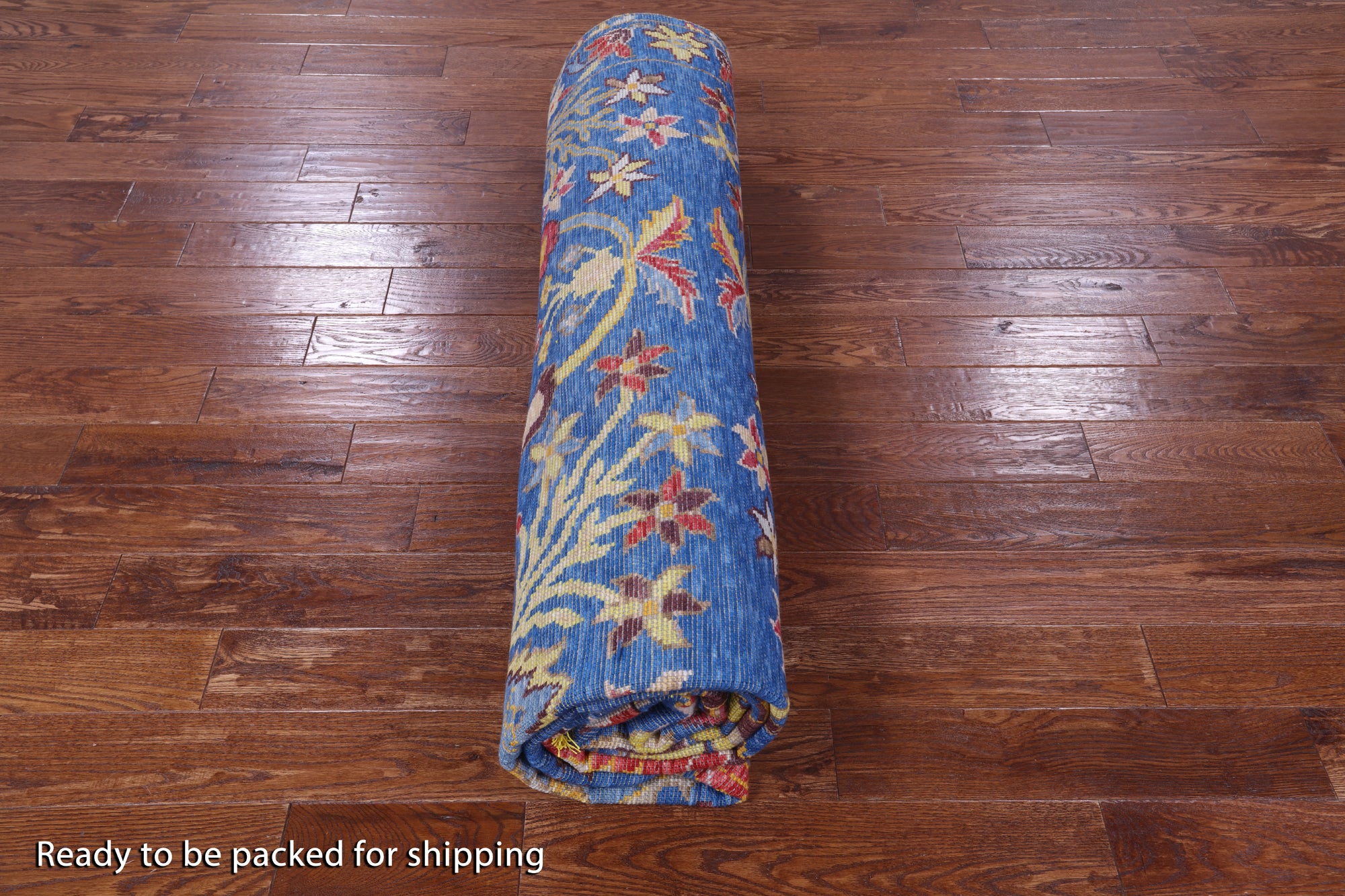 Blue Turkish Oushak Hand Knotted Wool Rug - 9' 3" X 11' 8" - Golden Nile