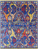 Blue Turkish Oushak Hand Knotted Wool Rug - 9' 3" X 11' 8" - Golden Nile