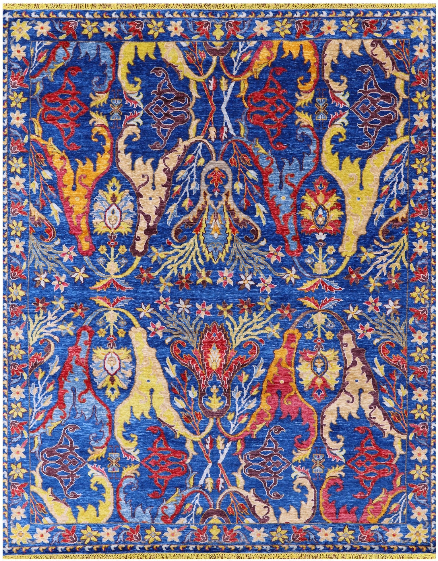 Blue Turkish Oushak Hand Knotted Wool Rug - 9' 3" X 11' 8" - Golden Nile