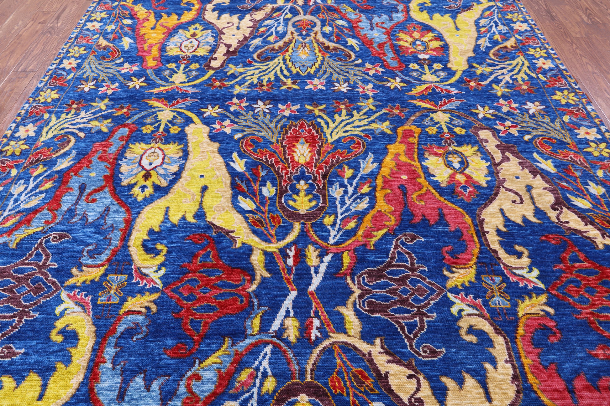 Blue Turkish Oushak Hand Knotted Wool Rug - 9' 3" X 11' 8" - Golden Nile