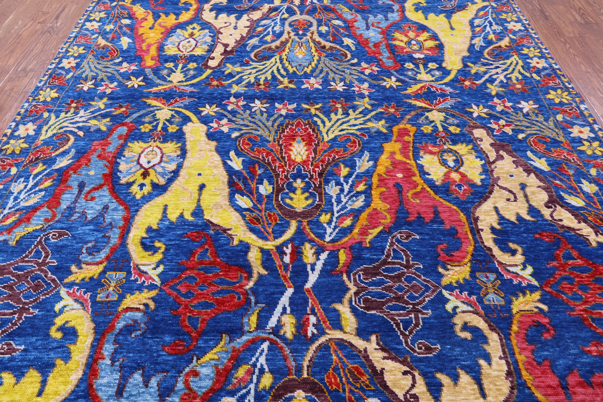 Blue Turkish Oushak Hand Knotted Wool Rug - 9' 3" X 11' 8" - Golden Nile