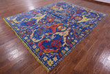Blue Turkish Oushak Hand Knotted Wool Rug - 9' 3" X 11' 8" - Golden Nile