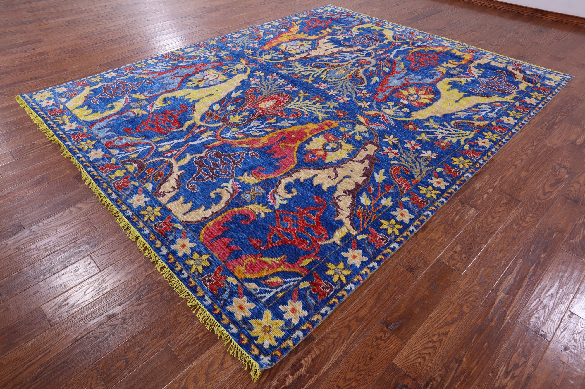 Blue Turkish Oushak Hand Knotted Wool Rug - 9' 3" X 11' 8" - Golden Nile