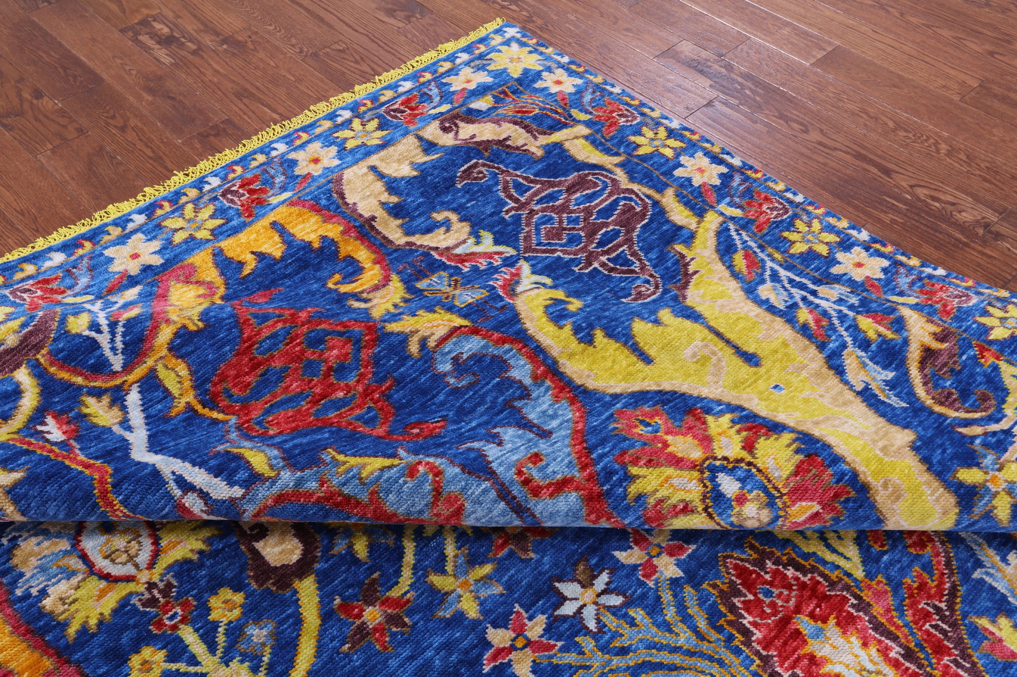 Blue Turkish Oushak Hand Knotted Wool Rug - 9' 3" X 11' 8" - Golden Nile